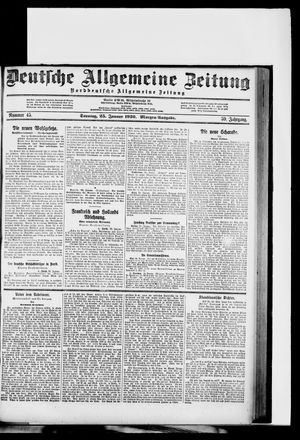Deutsche allgemeine Zeitung on Jan 25, 1920