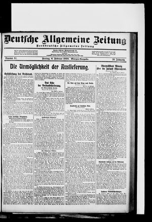 Deutsche allgemeine Zeitung on Feb 6, 1920
