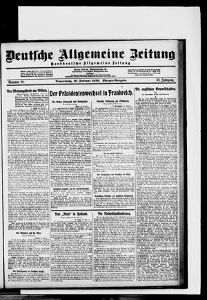 Deutsche allgemeine Zeitung on Feb 19, 1920