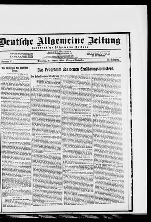 Deutsche allgemeine Zeitung on Apr 27, 1920