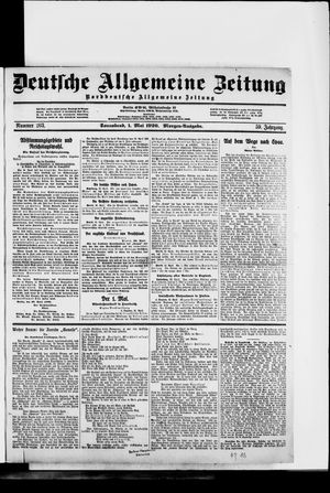 Deutsche allgemeine Zeitung on May 1, 1920