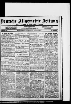Deutsche allgemeine Zeitung vom 23.12.1920