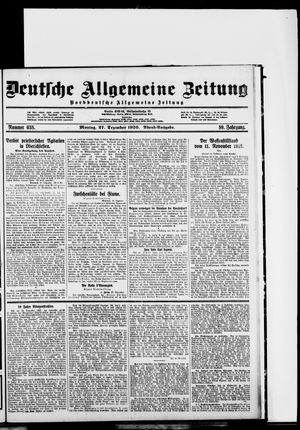 Deutsche allgemeine Zeitung vom 27.12.1920