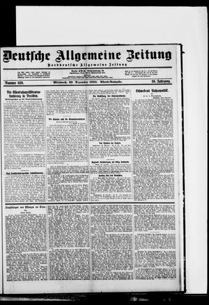 Deutsche allgemeine Zeitung vom 29.12.1920