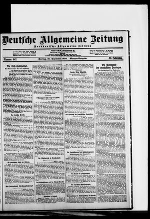 Deutsche allgemeine Zeitung on Dec 31, 1920