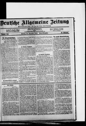 Deutsche allgemeine Zeitung on Dec 31, 1920