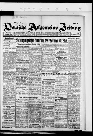 Deutsche allgemeine Zeitung on Feb 9, 1922