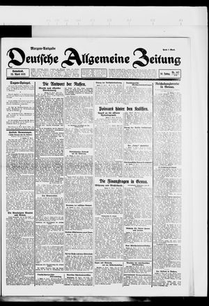 Deutsche allgemeine Zeitung on Apr 22, 1922