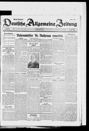 Deutsche allgemeine Zeitung on Jun 24, 1922