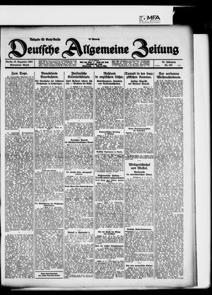 Deutsche allgemeine Zeitung vom 19.12.1925