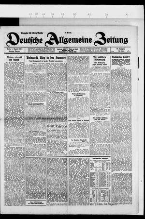 Deutsche allgemeine Zeitung vom 01.08.1926