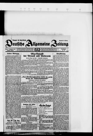 Deutsche allgemeine Zeitung on Sep 1, 1929