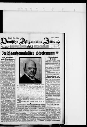 Deutsche allgemeine Zeitung on Oct 3, 1929
