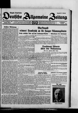 Deutsche allgemeine Zeitung vom 10.11.1929