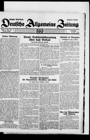Deutsche allgemeine Zeitung vom 27.05.1930
