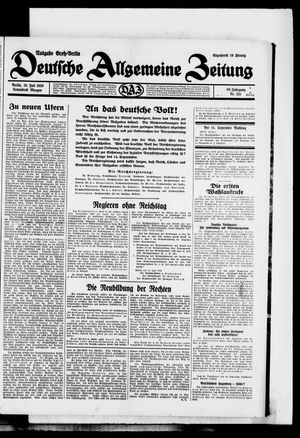 Deutsche allgemeine Zeitung on Jul 19, 1930