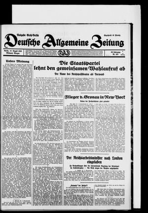 Deutsche allgemeine Zeitung on Aug 27, 1930