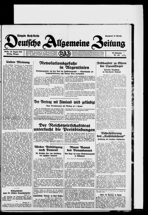Deutsche allgemeine Zeitung on Aug 29, 1930