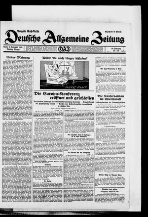 Deutsche allgemeine Zeitung on Sep 9, 1930