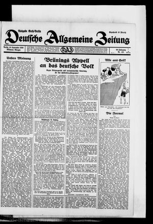 Deutsche allgemeine Zeitung vom 10.09.1930