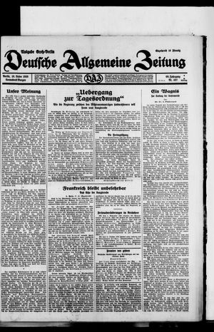 Deutsche allgemeine Zeitung on Oct 18, 1930