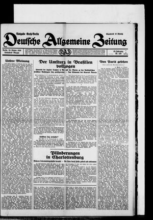 Deutsche allgemeine Zeitung vom 25.10.1930