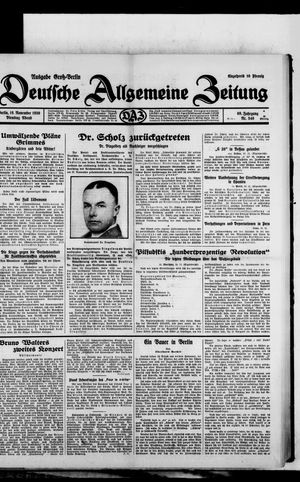 Deutsche allgemeine Zeitung on Nov 18, 1930
