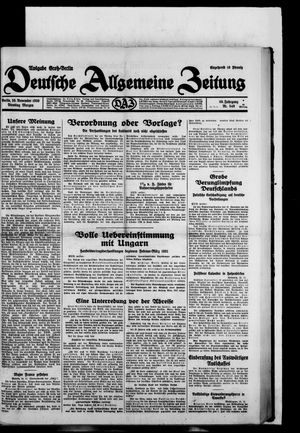 Deutsche allgemeine Zeitung on Nov 25, 1930