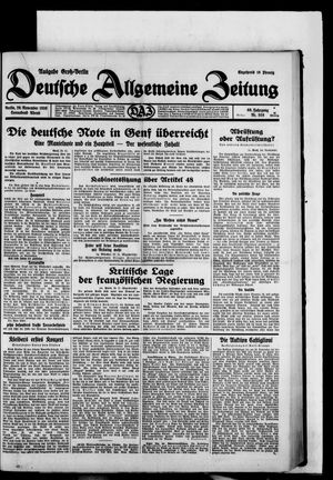 Deutsche allgemeine Zeitung vom 29.11.1930