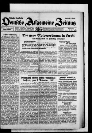 Deutsche allgemeine Zeitung on Dec 2, 1930
