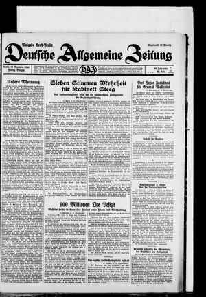 Deutsche allgemeine Zeitung vom 19.12.1930