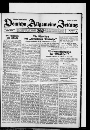 Deutsche allgemeine Zeitung vom 29.12.1930