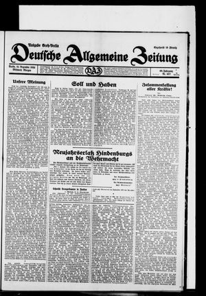 Deutsche allgemeine Zeitung vom 31.12.1930