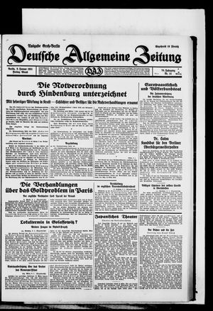Deutsche allgemeine Zeitung vom 09.01.1931