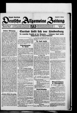 Deutsche allgemeine Zeitung vom 22.01.1931