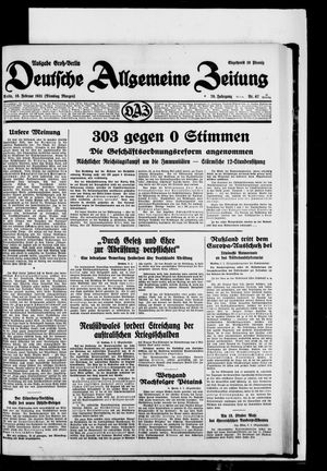 Deutsche allgemeine Zeitung vom 10.02.1931