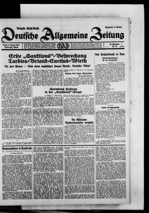 Deutsche allgemeine Zeitung vom 09.01.1930