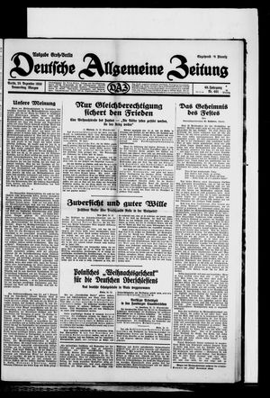 Deutsche allgemeine Zeitung vom 25.12.1930