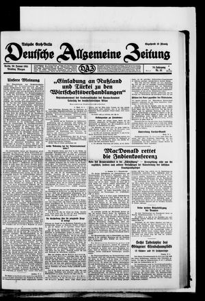 Deutsche allgemeine Zeitung on Jan 20, 1931