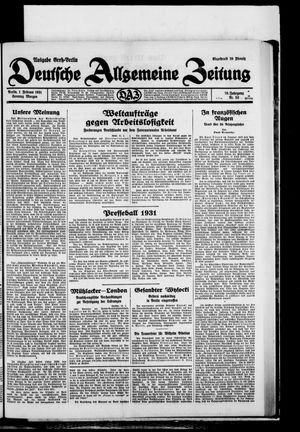 Deutsche allgemeine Zeitung on Feb 1, 1931