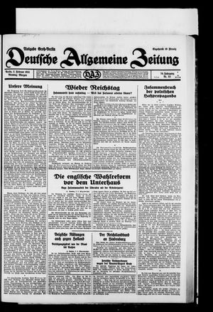 Deutsche allgemeine Zeitung on Feb 3, 1931