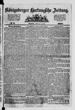 Königsberger Hartungsche Zeitung vom 04.01.1858