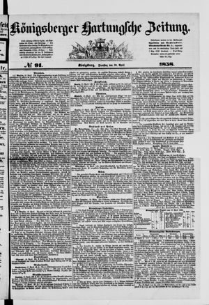 Königsberger Hartungsche Zeitung vom 20.04.1858