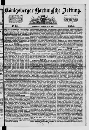 Königsberger Hartungsche Zeitung on Apr 29, 1858