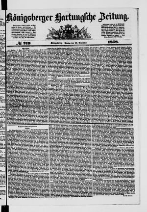 Königsberger Hartungsche Zeitung vom 20.09.1858