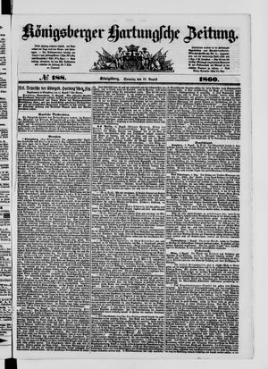 Königsberger Hartungsche Zeitung on Aug 12, 1860