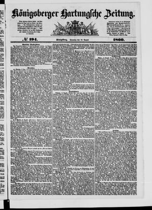Königsberger Hartungsche Zeitung vom 19.08.1860