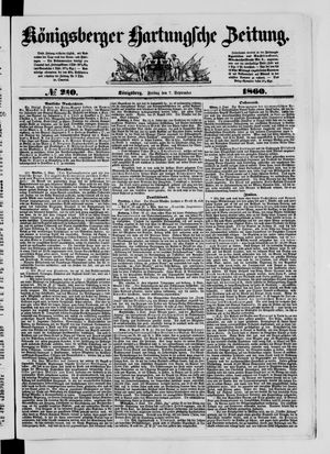Königsberger Hartungsche Zeitung vom 07.09.1860