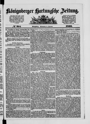 Königsberger Hartungsche Zeitung on Sep 12, 1860
