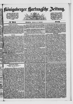 Königsberger Hartungsche Zeitung on Sep 13, 1861